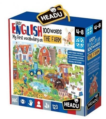 Picture of Headu Puzzle do nauki angielskiego, 100 sów - Farma (279574)