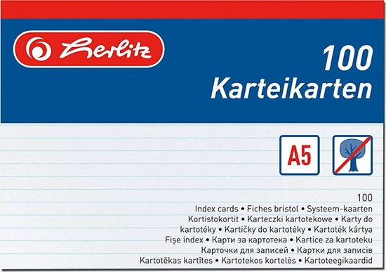 Picture of Herlitz KARTKI KARTOTEKOWE A5/100K LIN HER BIA FOL - 1150507
