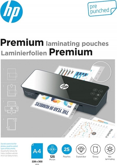 Picture of HP Folie laminacyjne HP PREMIUM A4, dziurkowanie, 125 mic, 25 szt., przezroczyste/poysk