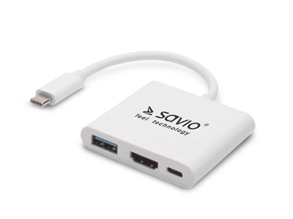 Attēls no Stacja/replikator Savio 3w1 USB-C (AK-48)