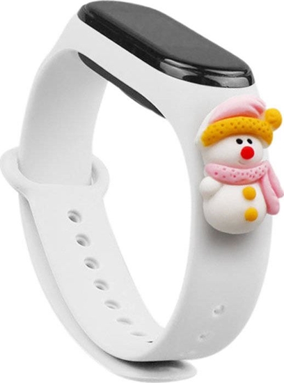Изображение Hurtel Strap Xmas opaska do Xiaomi Mi Band 4 / Mi Band 3 witeczny silikonowy pasek bransoletka biay (bawanek 2)