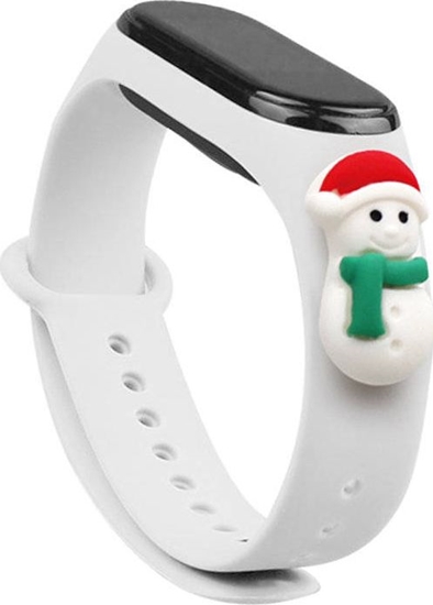 Изображение Hurtel Strap Xmas opaska do Xiaomi Mi Band 6 / Mi Band 5 witeczny silikonowy pasek bransoletka biay (bawanek 1)