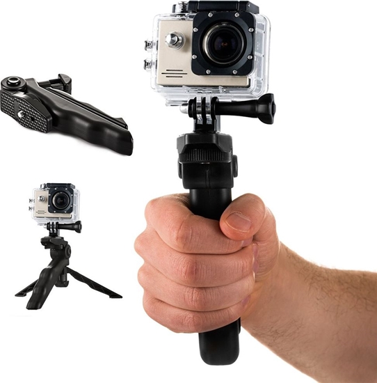 Изображение Hurtel Uchwyt z mini statywem do kamer sportowych GoPro SJCAM czarny uniwersalny