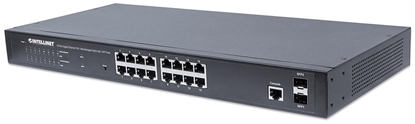 Attēls no Intellinet 16-Port Gigabit Ethernet PoE+ Web-Managed Switch with 2 SFP Ports, 16 x PoE ports, IEEE 802.3at/af Power over Ethernet (PoE+/PoE), 2 x SFP, Endspan, 19" Rackmount