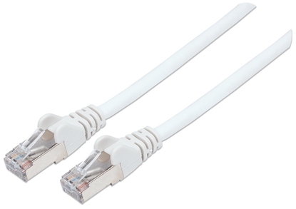 Изображение Intellinet Network Patch Cable, Cat6, 0.5m, White, Copper, S/FTP, LSOH / LSZH, PVC, RJ45, Gold Plated Contacts, Snagless, Booted, Lifetime Warranty, Polybag