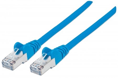 Изображение Intellinet Network Patch Cable, Cat6A, 1m, Blue, Copper, S/FTP, LSOH / LSZH, PVC, RJ45, Gold Plated Contacts, Snagless, Booted, Lifetime Warranty, Polybag