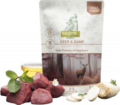 Picture of Isegrim Isegrim Adult Deer & Game - mokra karma dla modych psów, jele i dziczyzna z korzeniem pietruszki, olejem szafranowym i zioami lenymi, saszetka 410g