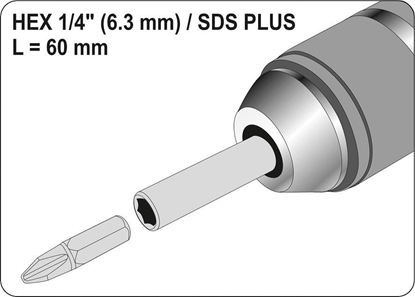 Picture of Yato Adapter SDS PLUS do bitów 1/4" (YT-04690)