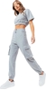 Picture of Justhype Justhype Sweat Crop T-Shirt-Cargo Joggers LABON004 szary 10