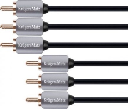Attēls no Kabel Kruger&Matz RCA (Cinch) x3 - RCA (Cinch) x3 3m szary (KM0308)