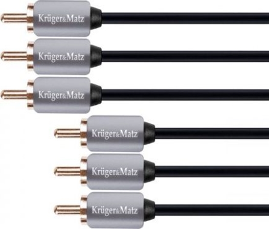 Picture of Kabel Kruger&Matz RCA (Cinch) x3 - RCA (Cinch) x3 3m szary (KM0308)