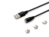 Изображение Kabel magnetyczny USB - USB typ C, Micro i Lightning, czarny, 1m, CL-152