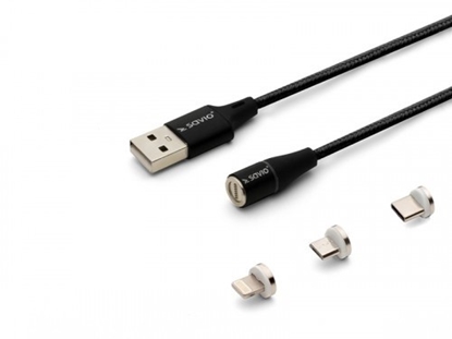 Attēls no Kabel magnetyczny USB - USB typ C, Micro i Lightning, czarny, 1m, CL-152