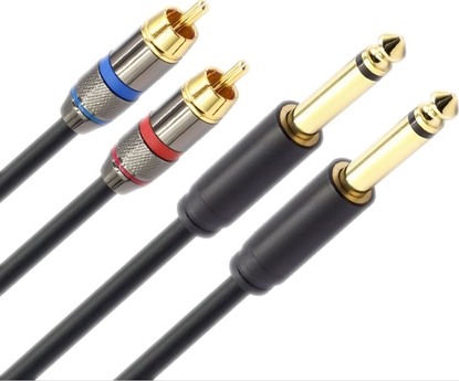 Picture of Kabel Mozos Jack 6.3mm - RCA (Cinch) x2 3m czarny (MCABLE-2JT2R)