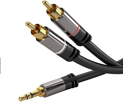 Picture of Kabel PremiumCord Jack 3.5mm - RCA (Cinch) x2 3m czarny (kjqcin3)