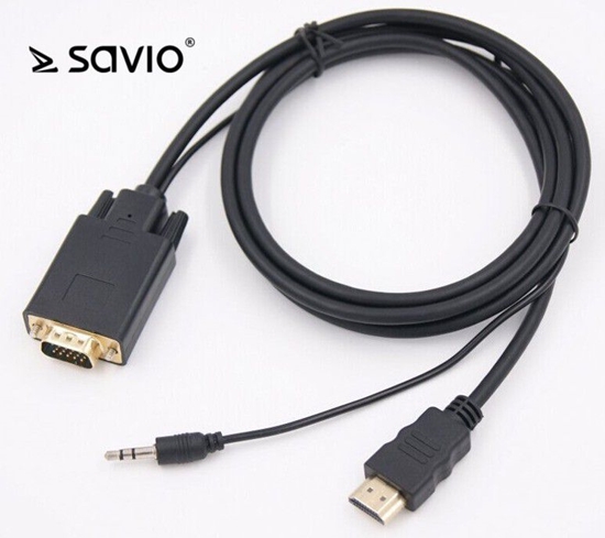 Picture of Kabel Savio HDMI - D-Sub (VGA) + Jack 3.5mm 1.8m czarny (SAVKABELCL-104)