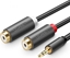 Attēls no Kabel Ugreen Jack 3.5mm - Jack 3.5mm x2 1m czarny (UGR978BLK)