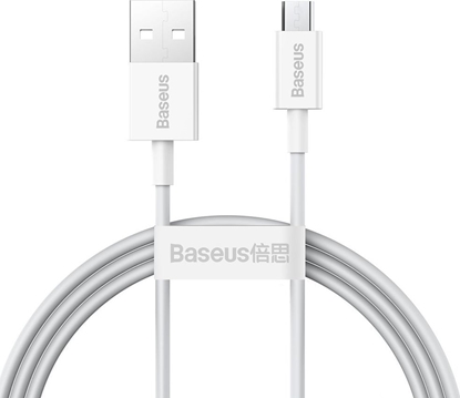 Attēls no Kabel USB Baseus USB-A - microUSB 1 m Biay (BSU2824WHT)