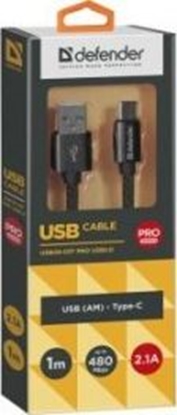 Изображение Kabel USB Defender USB-A - USB-C 1 m Czarny (87814)