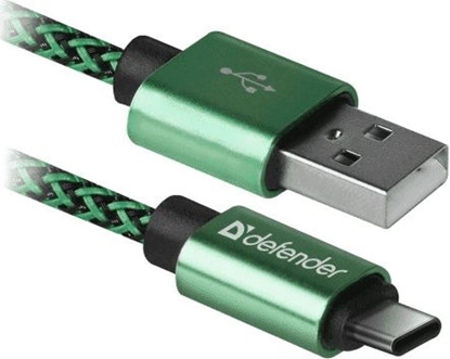 Изображение Kabel USB Defender USB-A - USB-C 1 m Zielony (87816)