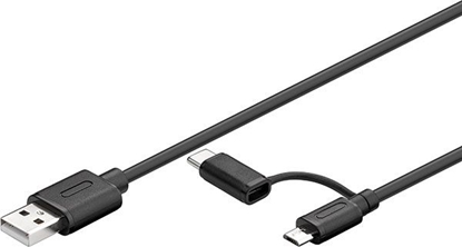 Изображение Kabel USB Goobay USB-A - microUSB + USB-C 1 m Czarny (71892)