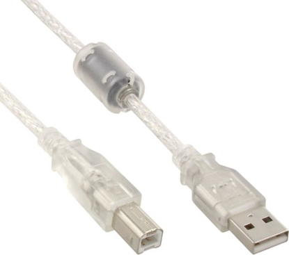Attēls no Kabel USB InLine USB-A - USB-B 0.3 m Przezroczysty (34503)