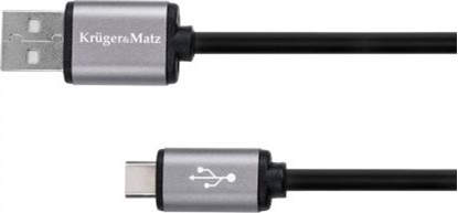 Attēls no Kabel USB Kruger&Matz USB-A - USB-C 1 m Czarny (KM1239)