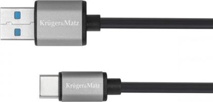Изображение Kabel USB Kruger&Matz USB-A - USB-C 1 m Czarny (KM1244)