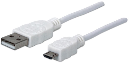 Picture of Kabel USB Manhattan USB-A - microUSB 0.3 m Biay (326537)