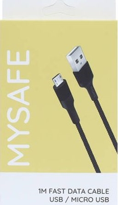 Attēls no Kabel USB Mysafe USB-A - microUSB 1 m Czarny (5904208500773)