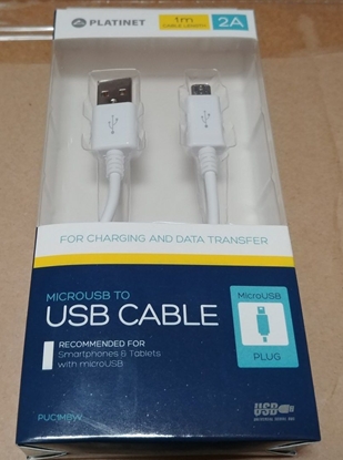 Изображение Kabel USB Platinet USB-A - microUSB 1 m Biay (PUC1MBW)