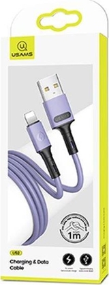 Изображение Kabel USB Usams USB-A - Lightning 1 m Fioletowy (69866-uniw)