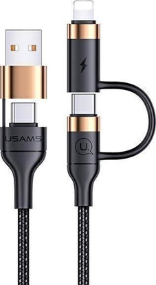 Изображение Kabel USB Usams USB-A - USB-C + Lightning 1.2 m Czarny (Usa001137)