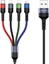 Изображение Kabel USB Usams USB-A - USB-C + microUSB + 2x Lightning 3 m Czarny (63757-uniw)