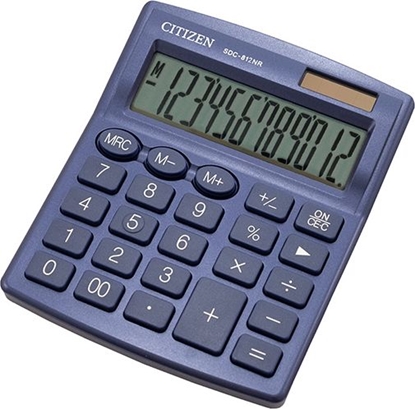 Изображение Kalkulator Citizen Citizen kalkulator SDC812NRNVE, ciemnoniebieska, biurkowy, 12 miejsc, podwójne zasilanie