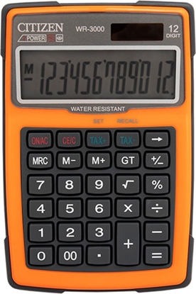 Изображение Kalkulator Citizen Kalkulator wodoodporny CITIZEN WR-3000, 152x105mm, pomarańczowy