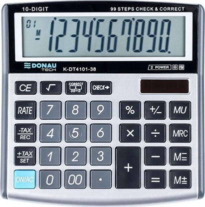 Attēls no Kalkulator Donau Kalkulator biurowy DONAU TECH, 10-cyfr. wyświetlacz, wym. 136x134x28 mm, srebrny