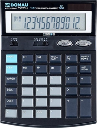 Attēls no Kalkulator Donau Kalkulator biurowy DONAU TECH, 12-cyfr. wyświetlacz, wym. 186x142x39 mm, czarny