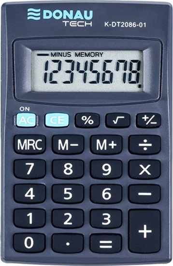 Picture of Kalkulator Donau Kalkulator kieszonkowy DONAU TECH, 8-cyfr. wyświetlacz, wym. 127x104x8 mm, czarny