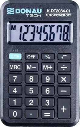 Изображение Kalkulator Donau Kalkulator kieszonkowy DONAU TECH, 8-cyfr. wyświetlacz, wym. 97x60x11 mm, czarny
