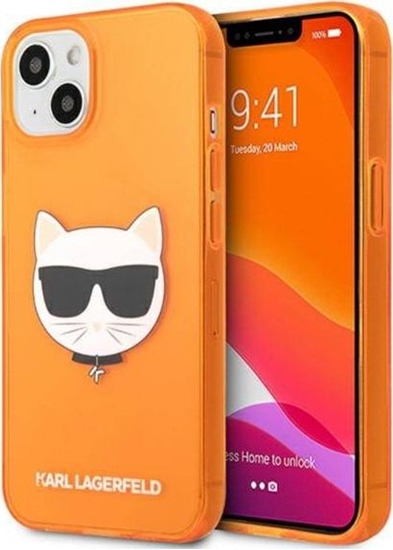 Picture of Karl Lagerfeld Etui Karl Lagerfeld KLHCP13SCHTRO Apple iPhone 13 mini pomaraczowy/orange hardcase Glitter Choupette Fluo