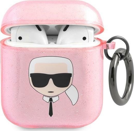 Picture of Karl Lagerfeld Etui ochronne KLA2UKHGP Glitter Karl`s Head do AirPods 1/2 róowe