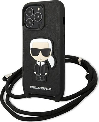 Attēls no Karl Lagerfeld KLHCP13LCMNIPK iPhone 13 Pro / 13 6,1" hardcase czarny/black Leather Monogram Patch and Cord Iconik