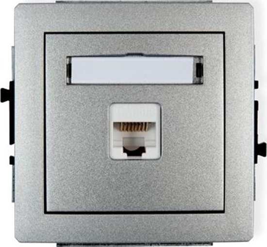 Изображение Karlik DECO Gniazda komputerowe pojedyncze 1xRJ45, kat. 5e, 8-stykowy srebrny metalik 7DGK-1