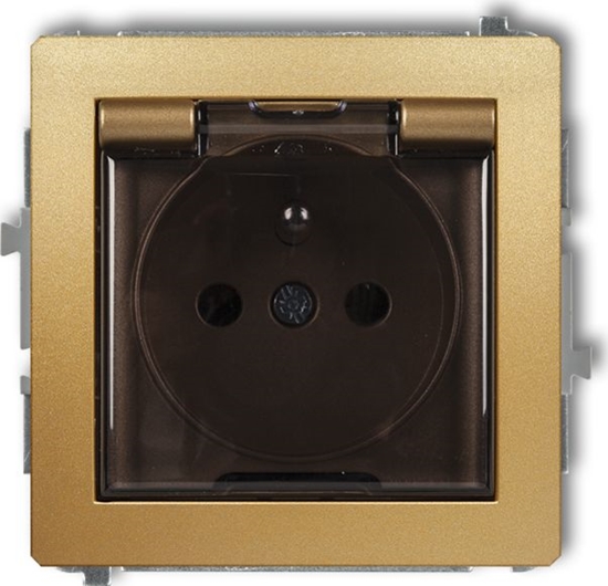 Picture of Karlik DECO Gniazdo bryzgoszczelne z/u (klapka dymna) zoty 29DGPB-1zd