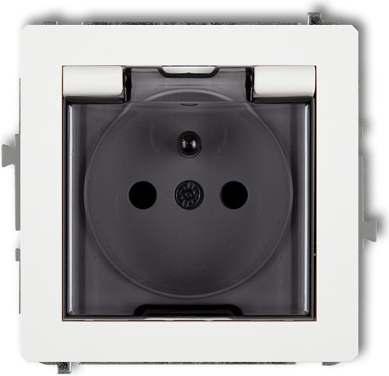 Picture of Karlik Gniazdo bryzgoszczelne z/u klapka dymna biay (DGPB-1zd)