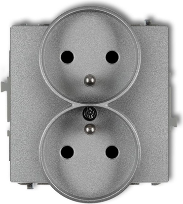 Attēls no Karlik Gniazdo podwójne DECO Soft z/u do ramki srebrny metalik (7DGPRSO-2z)