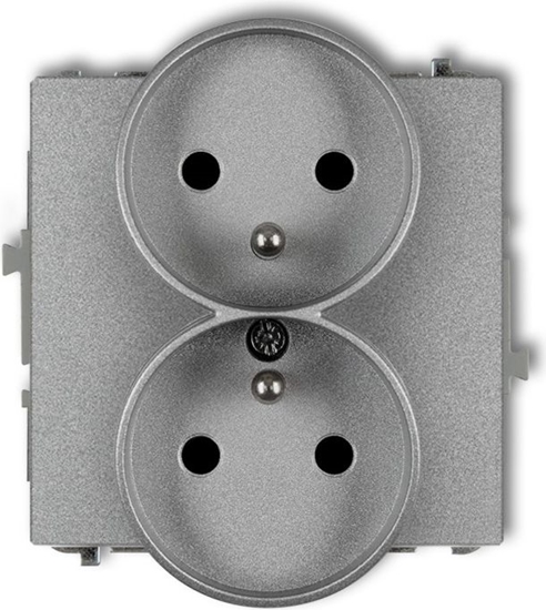 Picture of Karlik Gniazdo podwójne DECO Soft z/u do ramki srebrny metalik (7DGPRSO-2z)