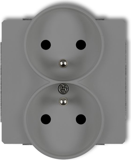 Picture of Karlik Gniazdo podwójne Deco z/u szary mat (27DGPR-2z)