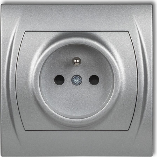 Picture of Karlik Logo gniazdo pojedyncze z uziemieniem srebrny (7LGP-1Z)